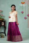 Premium Collection - Magenta Floral Diamond Butta Raw Silk Pattu Pavadai