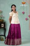 Premium Collection - Magenta Floral Diamond Butta Raw Silk Pattu Pavadai