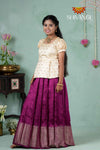 Premium Collection - Magenta Floral Diamond Butta Raw Silk Pattu Pavadai