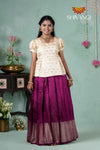 Premium Collection - Magenta Floral Diamond Butta Raw Silk Pattu Pavadai
