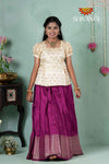 Premium Collection - Magenta Floral Diamond Butta Raw Silk Pattu Pavadai