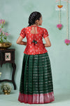 Premium Collection - Green Silk Floral Line Pattu Pavadai