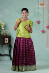 Premium Collection - Magenta Silk Floral Line Pattu Pavadai