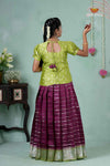 Premium Collection - Magenta Silk Floral Line Pattu Pavadai