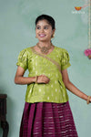 Premium Collection - Magenta Silk Floral Line Pattu Pavadai