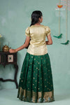 Premium Collection - Dark Green Silk Floral Butta Pattu Pavadai