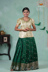Premium Collection - Dark Green Silk Floral Butta Pattu Pavadai
