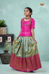 Premium Collection - Teal Green Silk Spiral Patola Pattu Pavadai