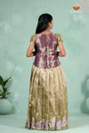 Parrot Green Traditional Floral Crush Pattu Pavadai Set for Girls