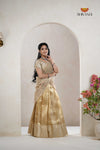 Gold Traditional Cherry Blossom Half Saree | Lehenga For Girls