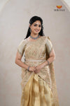 Gold Traditional Cherry Blossom Half Saree | Lehenga For Girls
