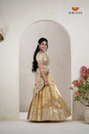 Gold Traditional Cherry Blossom Half Saree | Lehenga For Girls