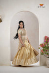 Gold Traditional Cherry Blossom Half Saree | Lehenga For Girls