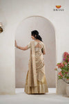 Gold Traditional Cherry Blossom Half Saree | Lehenga For Girls