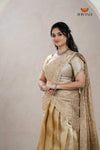 Gold Traditional Cherry Blossom Half Saree | Lehenga For Girls