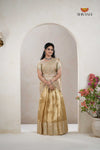 Gold Traditional Cherry Blossom Half Saree | Lehenga For Girls