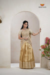Gold Traditional Cherry Blossom Half Saree | Lehenga For Girls