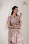 Gold Traditional Cherry Blossom Half Saree | Lehenga For Girls