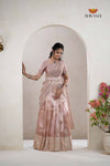 Pink Traditional Cherry Blossom Half Saree | Lehenga For Girls