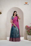 Blue Traditional Nano Checks Half Saree | Lehenga For Girls