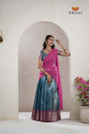Blue Traditional Nano Checks Half Saree | Lehenga For Girls