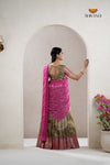 Golden Traditional Nano Checks Half Saree | Lehenga For Girls