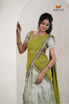 Traditional Green Rainy Chekcs Half Saree | Lehenga For Girls