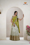 Traditional Green Rainy Chekcs Half Saree | Lehenga For Girls