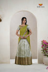 Traditional Green Rainy Chekcs Half Saree | Lehenga For Girls