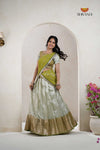 Traditional Green Rainy Chekcs Half Saree | Lehenga For Girls