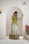 Traditional Green Rainy Chekcs Half Saree | Lehenga For Girls