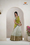 Traditional Green Rainy Chekcs Half Saree | Lehenga For Girls