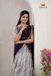 Traditional Magenta Rainy Chekcs Half Saree | Lehenga For Girls