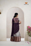 Traditional Magenta Rainy Chekcs Half Saree | Lehenga For Girls