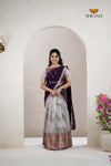 Traditional Magenta Rainy Chekcs Half Saree | Lehenga For Girls