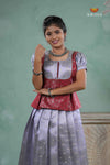 Blue Traditionl Mango Breeze Alpha Pattu Pavadai Set for Girls