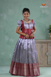 Blue Traditionl Mango Breeze Alpha Pattu Pavadai Set for Girls