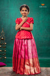 Pink Divine Mango EMB Traditional Pattu Pavadai Set