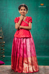 Pink Divine Mango EMB Traditional Pattu Pavadai Set