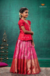 Pink Divine Mango EMB Traditional Pattu Pavadai Set