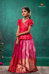 Pink Divine Mango EMB Traditional Pattu Pavadai Set