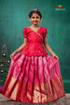 Pink Divine Mango EMB Traditional Pattu Pavadai Set