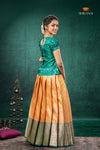 Yellow Divine Mango EMB Traditional Pattu Pavadai Set