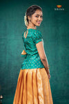 Yellow Divine Mango EMB Traditional Pattu Pavadai Set