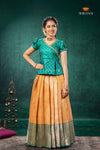 Yellow Divine Mango EMB Traditional Pattu Pavadai Set
