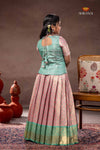 Pink Diamond Check Traditional Pattu Pavadai Set