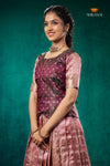 Brown Tissue Turmeric Traditional Pattu Pavadai Set