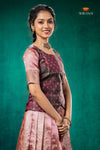 Brown Tissue Turmeric Traditional Pattu Pavadai Set