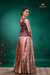 Brown Tissue Turmeric Traditional Pattu Pavadai Set