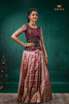 Brown Tissue Turmeric Traditional Pattu Pavadai Set